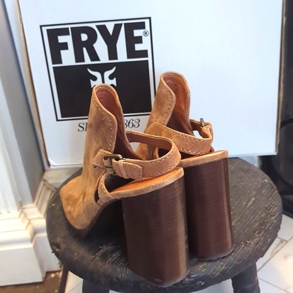 FRYE Mules SUEDE Peep toe SLINGBACK Sz 9.5 - Picture 4 of 8